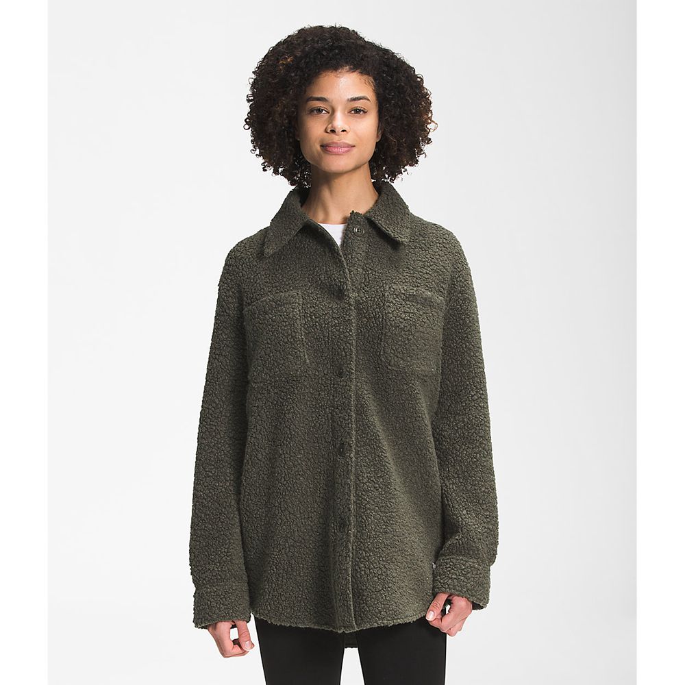 The North Face Fleece Womens Australia - The North Face Wool Harrison Shacket Green (ZIP-405128)